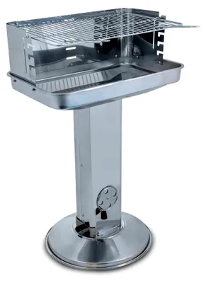 Produktbild von Edelstahl Holzkohle Säulengrill "Pisa" mit verchromtem, verstellbarem Grillrost (54 x 34 cm), Aschekasten und Belüftung in der Säule