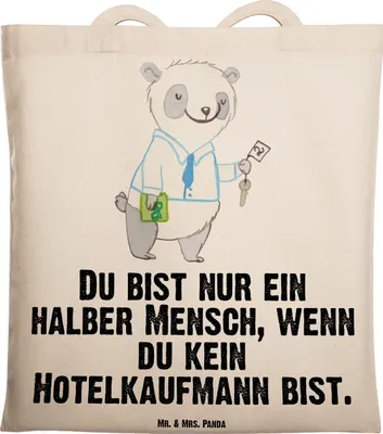 Produktbild von Mr. & Mrs. Panda Tote Bag Hotelkaufmann Herz - Transparent - Geschenk, Unitasche, Lustig, Hotelfachmann, Laptoptasche, Tasche, Einkaufstasche, Witzig, Shopping, Spruch