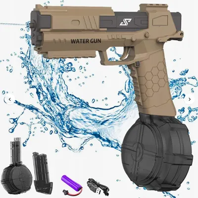 Immagine prodotto di Pistole giocattolo - Pistola ad acqua elettrica con batteria ricaricabile - Gioco d'acqua automatico per bambini, ideale per il giardino e la spiaggia, portata fino a 10 metri