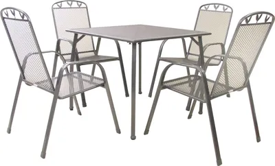 Produktbild von greemotion Gartenmöbelset Toulouse 5-teilig Gartenset aus Metall grau wetterfest