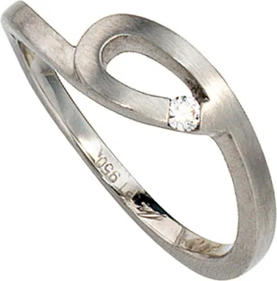 Produktbild von JOBO Damen Ring 950 Platin mattiert 1 Diamant Brillant 0,04ct. Größe 56