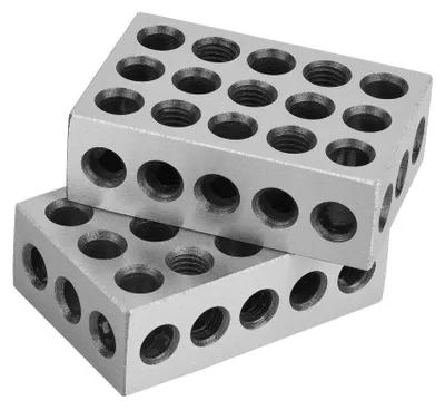 Stahl-Parallelklemmblöcke 25x50x75mm, 2 Stück, 23 Bohrungen