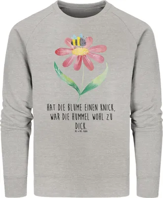 Produktbild von Mr. & Mrs. Panda Baumwoll Sweatshirt Hummel Blume Größe S - Heather Grey - Geschenk, Biene, Natur, Pullover, Lustige Sprüche, Bio, Wespe, Sweater, Pulli, Hummeln