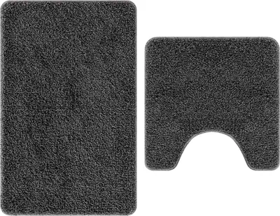Image de vidaXL Ensemble de deux tapis de bain antidérapants, gris foncé, 50 x 50 cm, en polypropylène