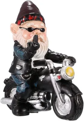 Image de Nain de jardin sur une moto, figurine de 13,3 cm x 13 cm, imperméable, résistante au soleil, décoration de jardin, nain de jardin rigolo, cadeau pour homme, décoration de balcon (moto)