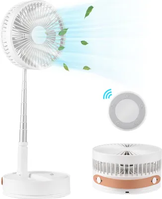 Produktbild von Tragbarer Standventilator, faltbarer Oszillations-Teleskop-Bodenventilator, unterstuetzt 4 Windgeschwindigkeits-Timer, 180¡ã rueckwaertsdrehbarer Ventilator mit 7200 mAh wiederaufladbarem Akku, Typ-C-Ladefernbedienung, geraeuscharmer Standventilator fuer Buero, Zuhause, Outdoor, Camping