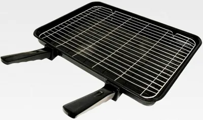 Produktbild von Große Grillpfanne mit Rost und zwei abnehmbaren Griffen, kompatibel mit Hotpoint-Ofenherden, 415 x 300 mm