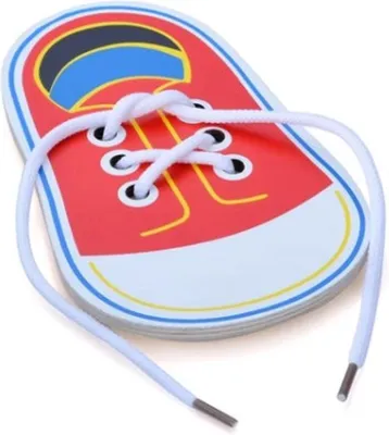 Produktbild von Jumada's Schnürsenkel binden - Schnürsenkel binden - Pädagogisches Kinderspiel - Übungsschuh - Kinderspielzeug - Holzspielzeug