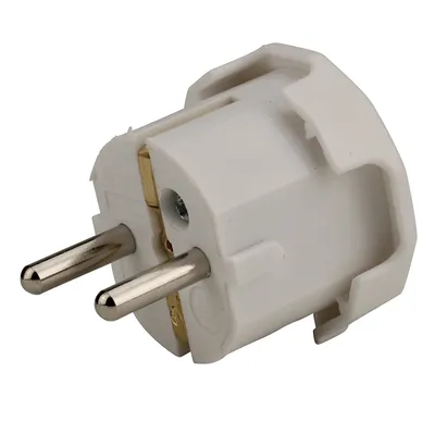 Produktbild von Schutzkontakt-Stecker weiß, seitliche Kabeleinführung