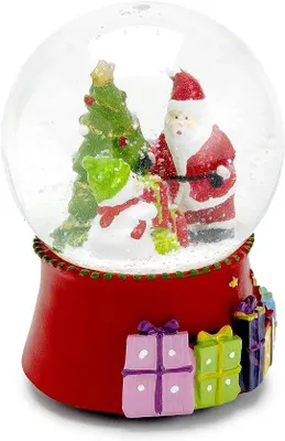 Produktbild von Famanu Schneekugel mit Musik - Weihnachtsmann und Schneemann Dekoration