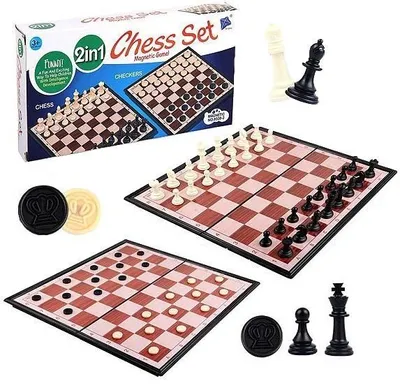 Zdjęcie produktu dla Szachy I Warcaby 2W1 Magnetyczne Pionki Gra Rodzinna Strategiczna Logiczna