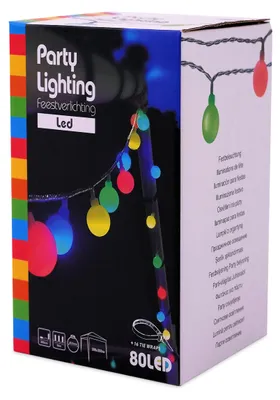 LED-Lichterkette, 80 bunte Kugeln, 16 m, inkl. Netzteil