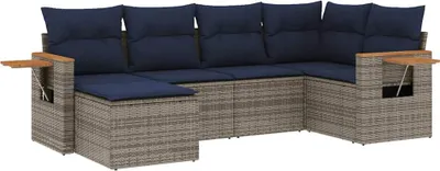 Zdjęcie produktu dla vidaXL 6-częściowa sofa ogrodowa z poduszkami z szarego polirattanu