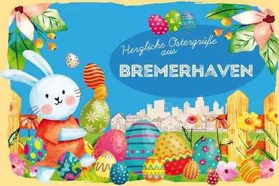 Produktbild von vianmo Holzschild 12x18 cm Ostergrüße BREMERHAVEN