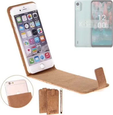 Produktbild von K-S-Trade Handyhülle kompatibel mit Nokia C12 Pro Kork Hülle Flipstyle Case Schutzhülle Kork Case Hülle Flip cover Klapphülle Klapp, braun 1x