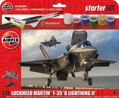 Obrázek produktu pro Lockheed Martin F-35B Lightning II - obsahuje barvy a lepidlo - Airfix Starter Set A55010 1:72