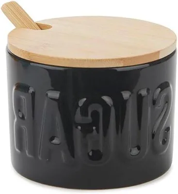 Image de Élégant pot en céramique noir « Bambou » 74 x 95 cm
