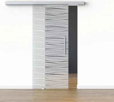 Produktbild von Pertura Glasschiebetür Komplettset Glera Tidal 02 775x2175 mm Links inkl.Beschlag Selir Aluminium natur,Stangengriff