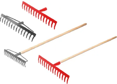 Produktbild von Gartenrechen Gartenharke Rechen Harke Rasenrechen Kohlestahl 14 Zinken/Grau -Ohne Stiel