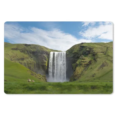 Produktbild von MuchoWow® Schreibtischunterlage Wasserfall - Island - Natur 60x40 cm - XXL Mauspad - Großes Mauspad