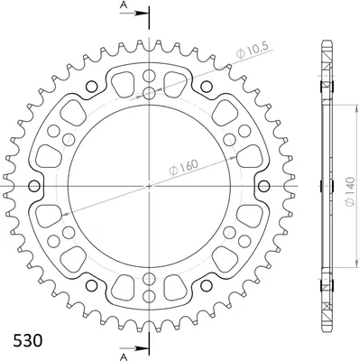 Produktbild von Stealth-Kettenrad Supersprox 530 - 48Z (gold) RST-502:48-GLD|ID 140,0 LK 160,0 6-Loch