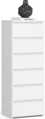 Produktbild von Stilvolle Kommode 40 cm mit 6 Schubladen in Weiß
