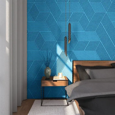 Zdjęcie produktu dla Designerski TURKUSOWY korek na ścianę 3D STRIPE