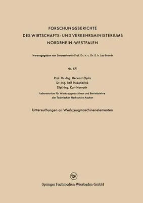 Obrázek produktu pro Untersuchungen an Werkzeugmaschinenelementen