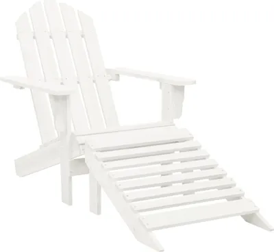 Image de The Living Store Fauteuil de jardin avec repose-pieds en bois blanc