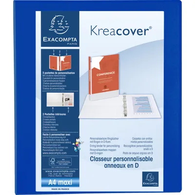 Image de Exacompta 10x Classeur PP 4 anneaux en D 30mm A4 maxi Bleu 51842BE