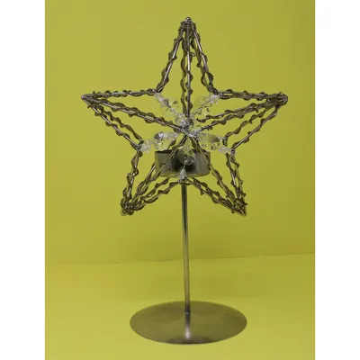 Image de Porte-bougie à chauffe-plat étoile en métal et décoré avec des strass 25cm