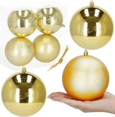 Obrázok produktu pre Vianočné baňky XL gold mix - 12 cm, sada 4 ks