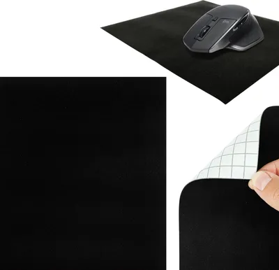 Produktbild von Selbstklebende Mausunterlage 22x19cm – Velour Schwarz - Schreibtischunterlage aus Velours für Komfortables und präzises Arbeiten - Mauspad für Büro, Home Office und Gaming - rutschfeste Mausmatte
