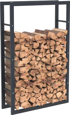 A rack filled with firewood.