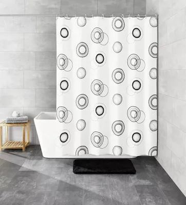 Immagine prodotto di Tenda da doccia Kleine Wolke in tessuto LUNA in bianco e nero 180 x 200 cm