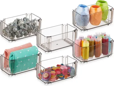 Produktbild von Relaxdays Schubladen Ordnungssystem, 6-tlg., Organizer Unterwäsche, Socken, Make-up, zusammensteckbar, Kunststoff, braun