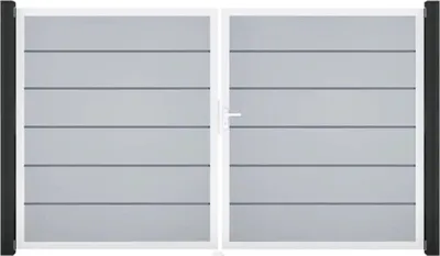 Produktbild von Doppeltor GroJa BasicLine Premium rechts vormontiert ohne Pfosten Rahmen Aluminium 300 x 180 cm silbergrau