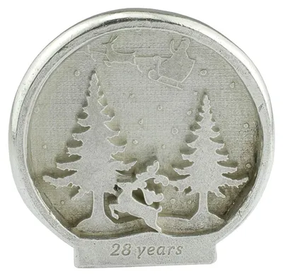 Metallornament 28. Jahrestag Rentier Schneekugel-Stil