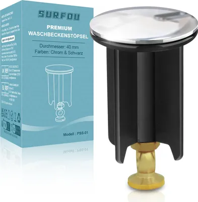 Immagine prodotto di Tappo universale per lavabo SURFOU, 40 mm, cromato, ottone