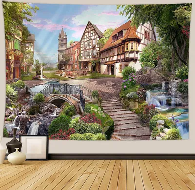 Produktbild von Urlaub Wandteppich Wohnkultur Landschaft Wandteppich Wohnzimmer Schlafzimmer Dekoration Wandteppich Zimmer Vorhang Strandtuch (130cm x 150cm, Farbe 2)