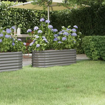 Produktbild von "Rabatt" Garten-Hochbeet/Pflanzgefäß/Pflanzkübel - Verzinkter Stahl 114x40x36 cm Grau - Beete CC8176