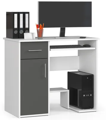 Produktbild von Schreibtisch 90cm mit Tastaturauszug 1 Schublade 1 Tür Computertisch Arbeitstisch