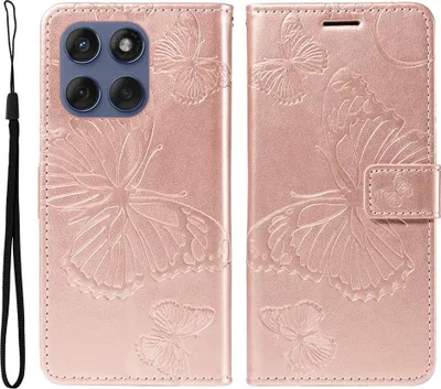 Produktbild von Motorola Edge 60 / 60 Fusion / 60 Pro Hülle - Coverup Schmetterlinge Klapphülle - Roségold