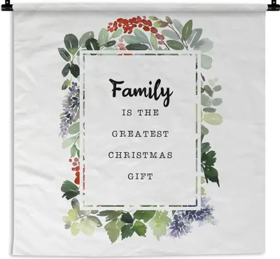 Produktbild von MuchoWow® Wandteppich Wandbehang Weihnachten - Zitat - Familie 150x150 cm Tapisserie Dekoration Wandtuch - Wohnaccessoires - Modernes