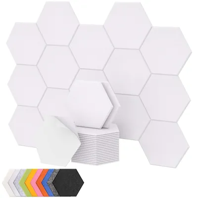 Produktbild von Schallabsorber Akustikpaneele Wandpaneele Schallschutz - Wabenform - 30 x 26 x 1 cm - 18 Stück - Weiß - Für Studio und Heimbüro