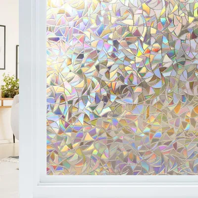 Productafbeelding van Raamfolie Zelfklevend - Decoratieve Stickers - Privacy Creëren - Regenboog Effect - 30 x 200 cm - Transparant