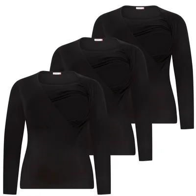 Immagine prodotto di Maglietta premaman manica lunga – abbigliamento premaman donna, 95% cotone, nero, taglia XL