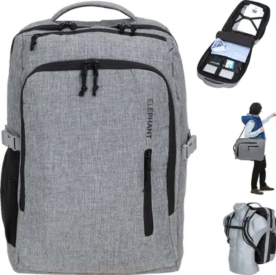 Produktbild von Rucksack Reise Elephant FLY Legends² Kabinengepäck Koffer-Rucksack Laptopfach 2 Hauptfächer Anti-Theft Schultergurt 45 Liter IATA Handgepäck 12900 Hellgrau