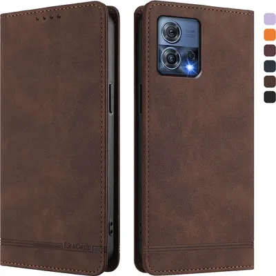 Produktbild von Hülle für Motorola Edge 30 Fusion/Moto S30 Pro, Retro Kunstleder Ständer Klapphülle mit Kartenfächer und Magnetische Braun