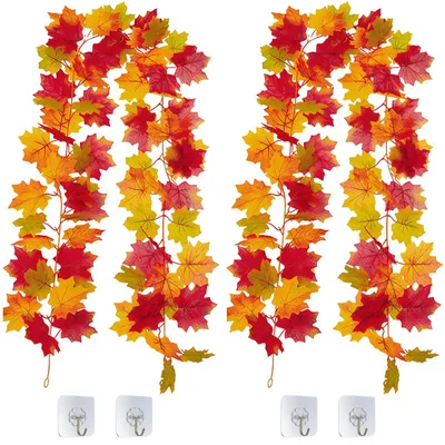 Produktbild von SSKHE 2 Stück Künstliche Ahornblatt Girlanden, 5,9 Fuß Herbst Rebe Nachbildung mit 4 H